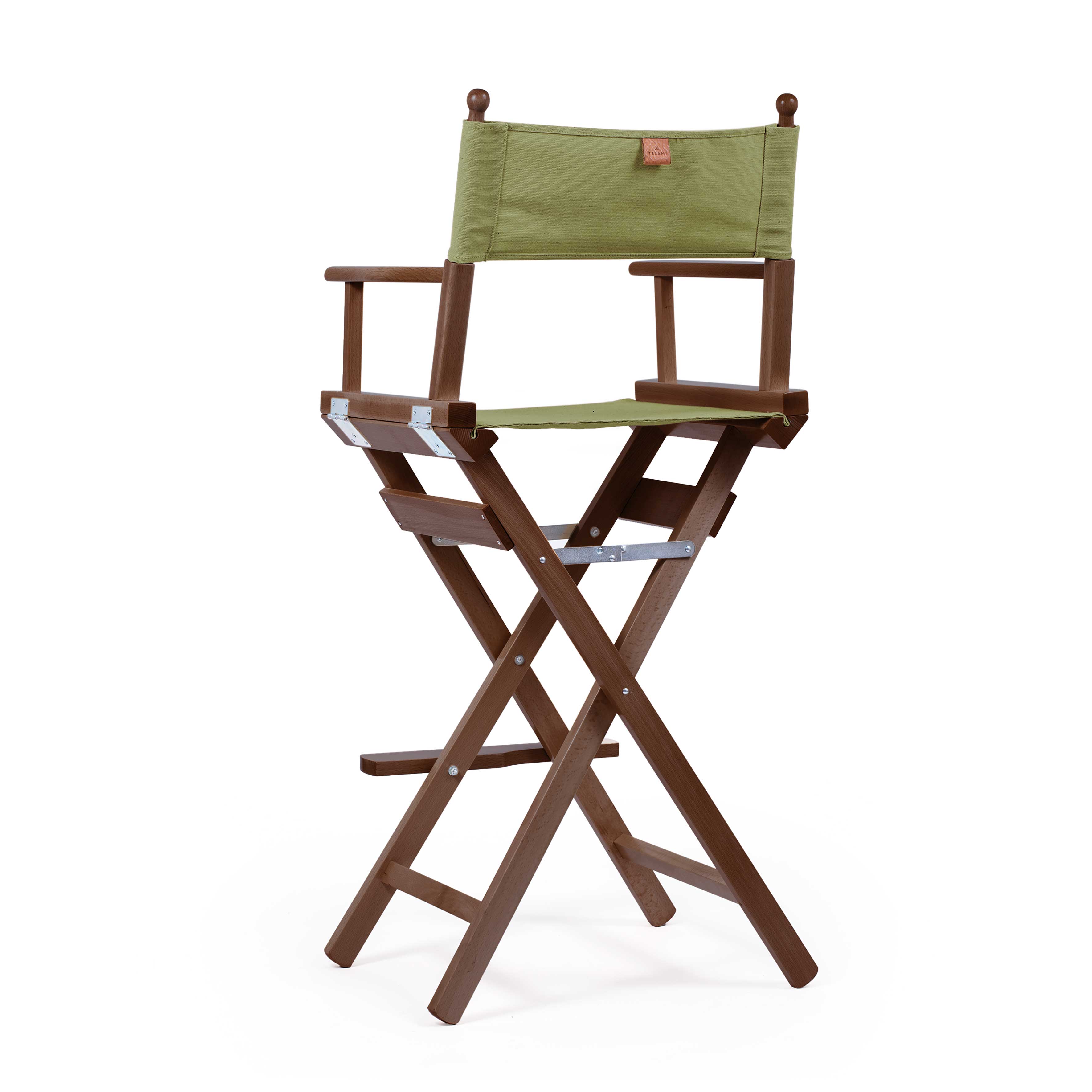 Sedia da Regista Make-Up Verde Oliva - telaio Noce
