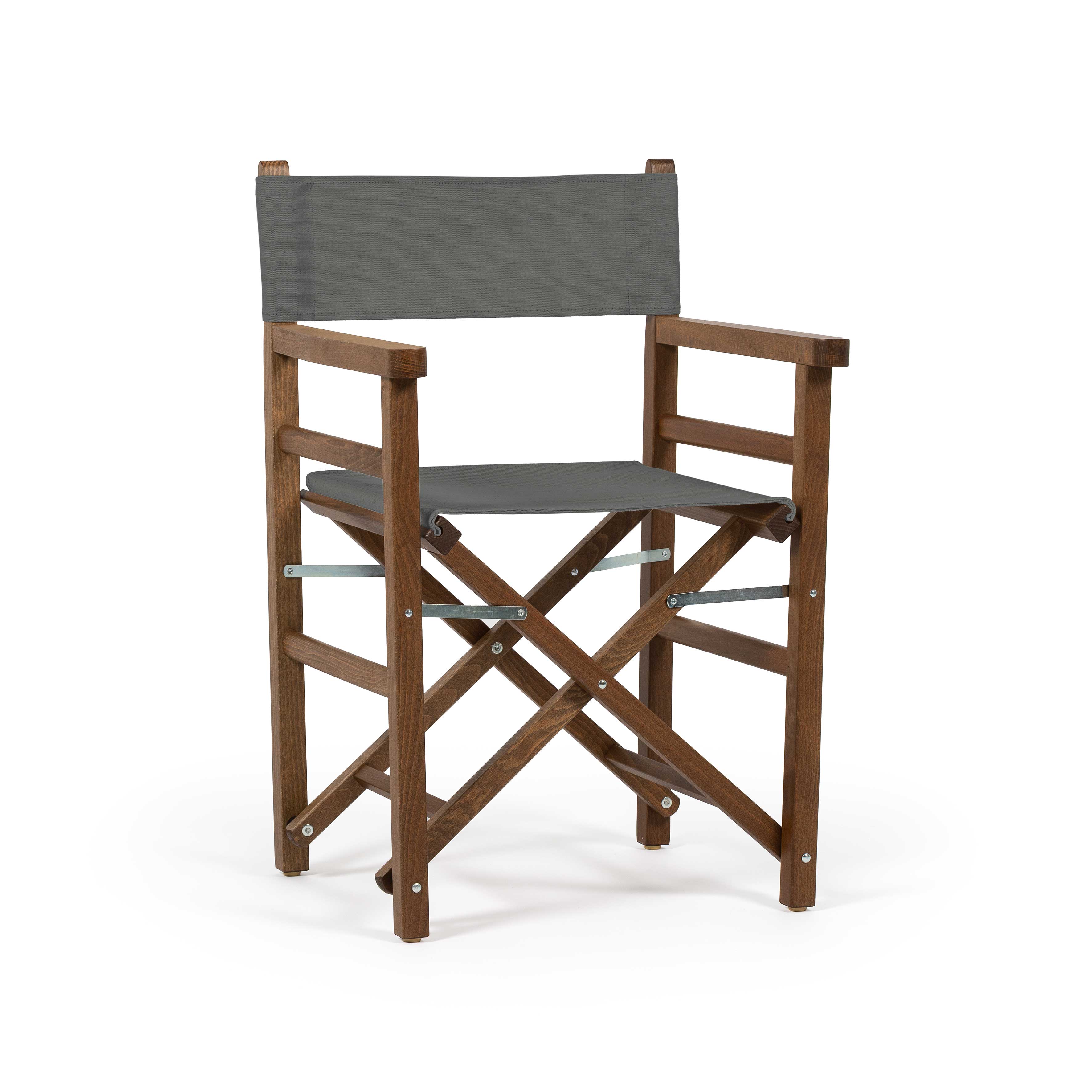 Sedia da Regista Beach Smoke Grey Tinto noce vista frontale
